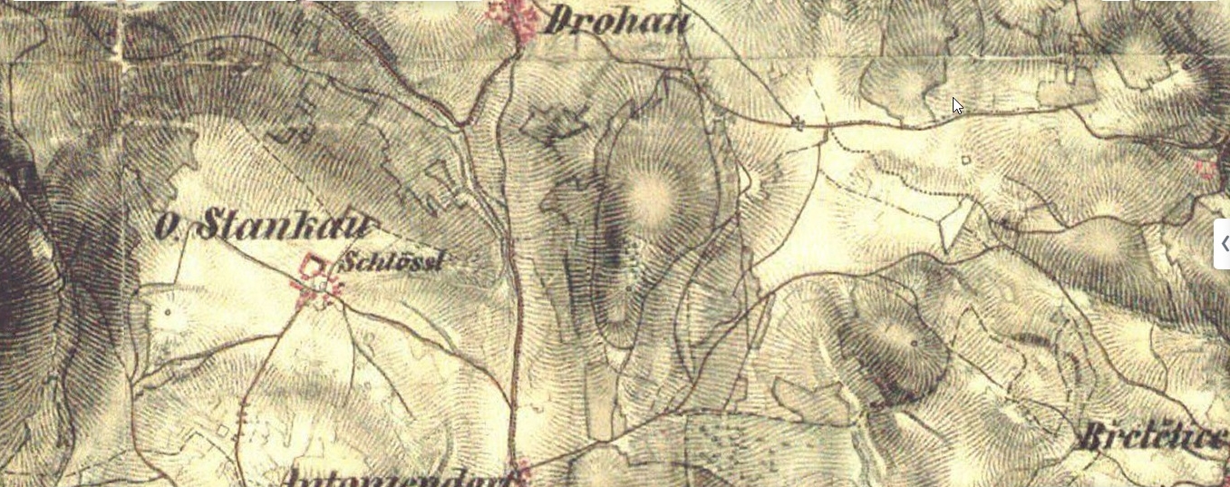 Horní Staňkov mapa z 19.stol.