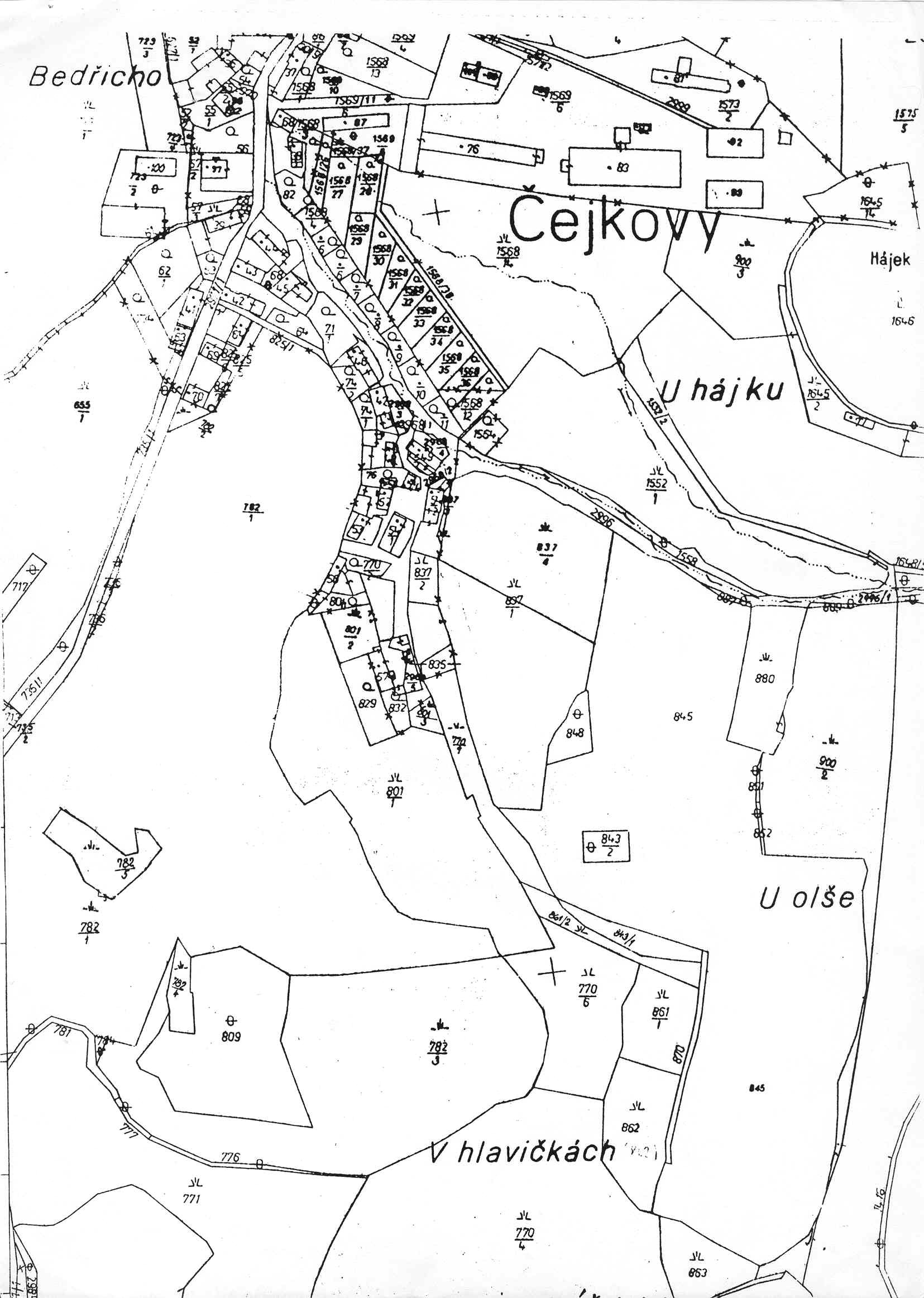 Katastr2c - dolní část obce Čejkovy