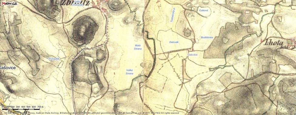 Mapa  Zbynice 1836